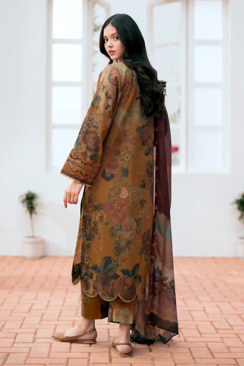 Khaddar 3pc unstitched digital printed suit with patches