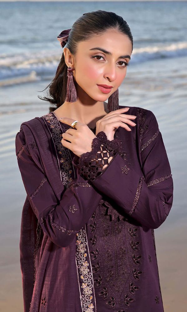 Lawn fully sequence chikankari embroidered suit with lawn sequence embroidered dupatta
