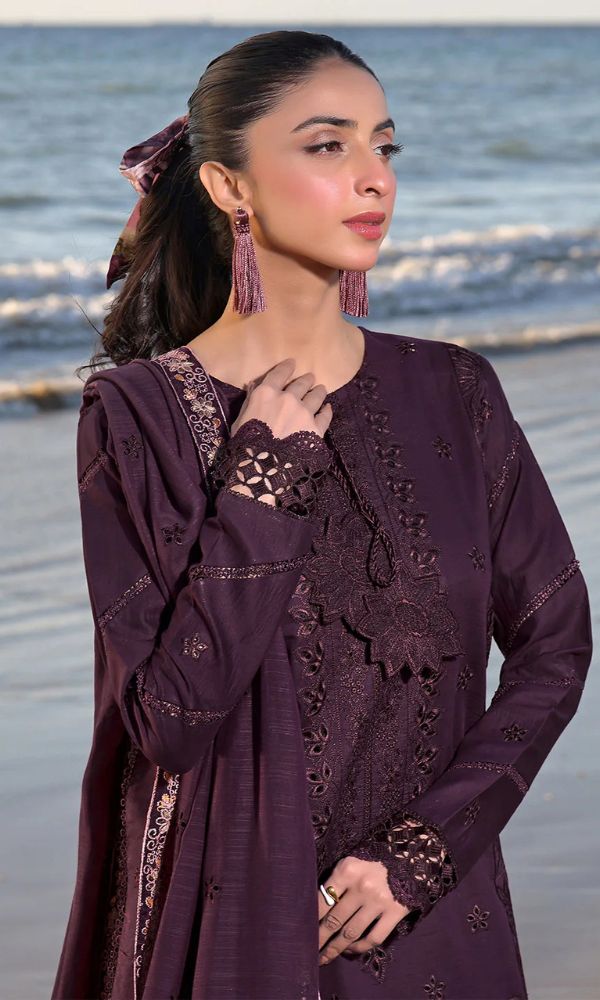 Dhanak 3pc unstitched heavy sequence embroidered suit