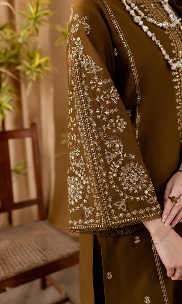 Dhanak 2pc unstitched heavy embroidered suit