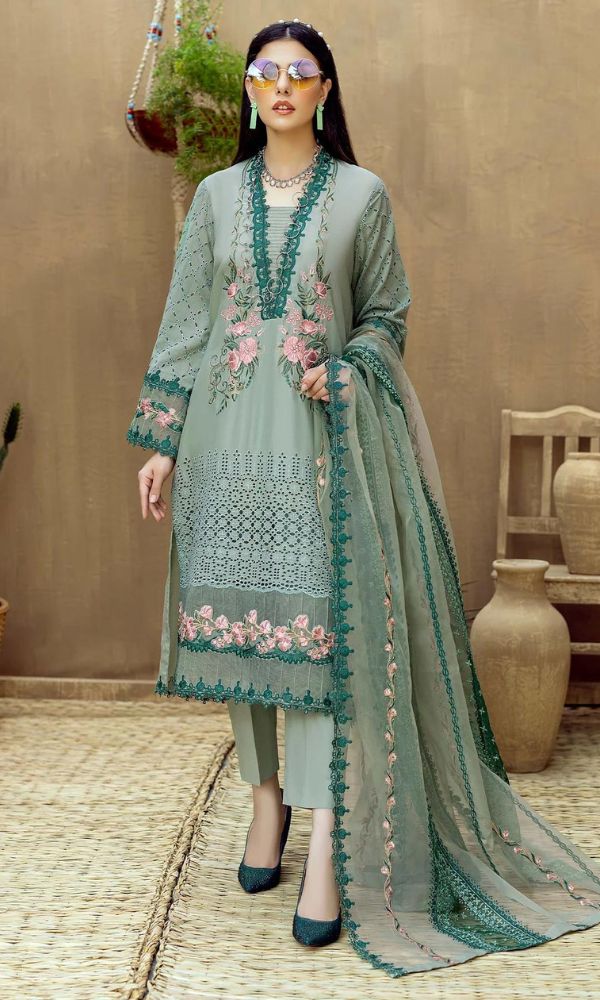 Lawn 3pc heavy embroidered suit
