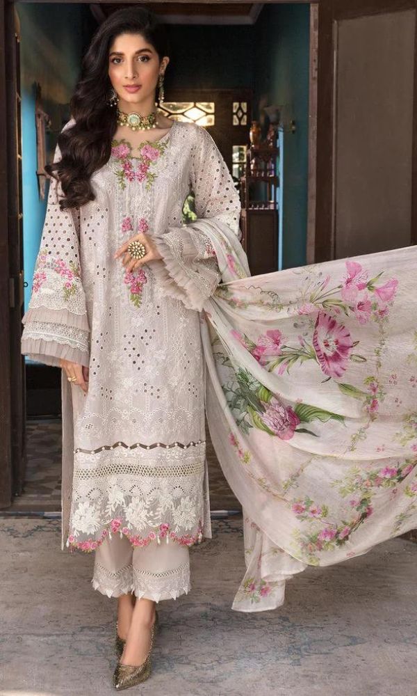 Lawn 3pc unstitched heavy boring embroidered suit