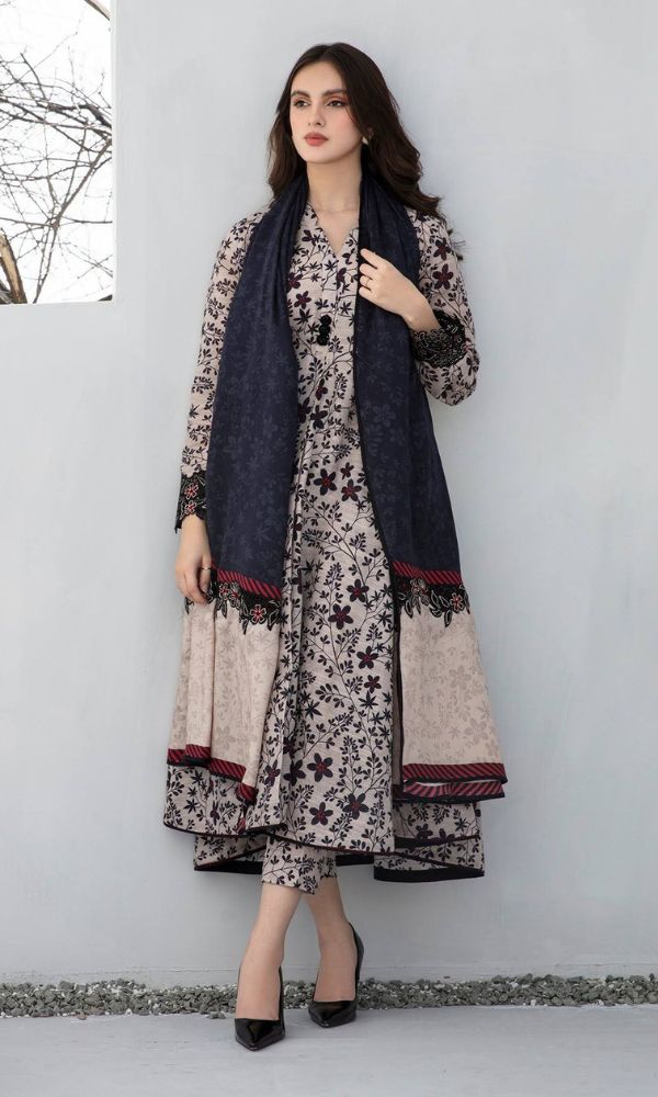Baroque lawn unstitched 3pc digital printed suit
