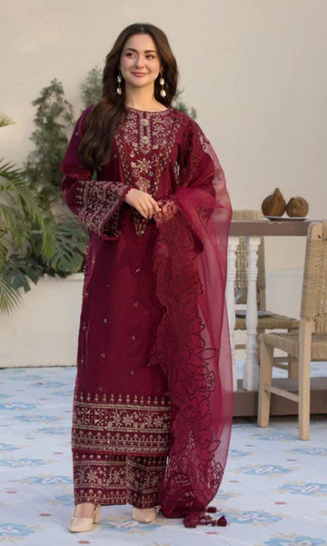 Lawn 3pc unstitched fully embroidered summer collection suit