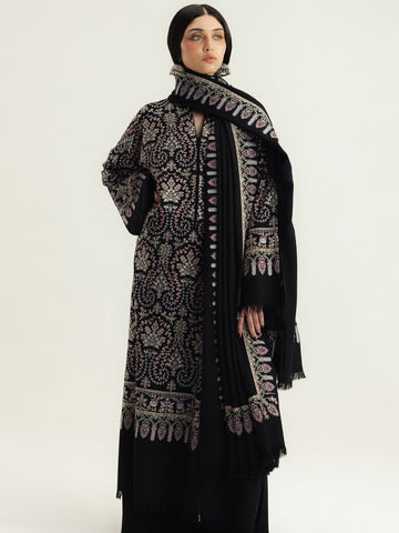 Dhanak 3pc unstitched fully embroidered winter collection suit