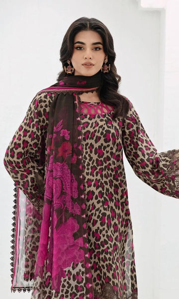 Lawn 3pc digital printed suit with patches and monar digital printed dupatta