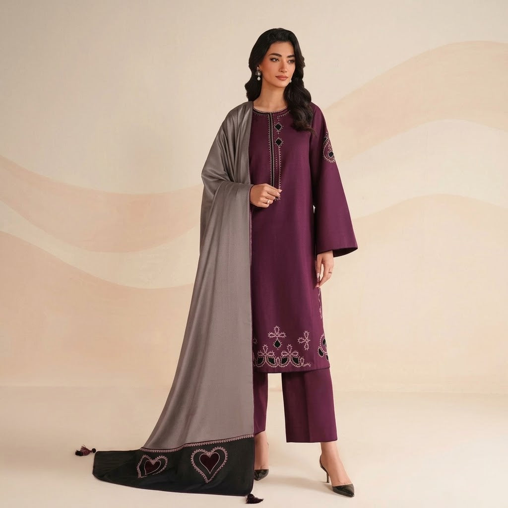 Premium Dhanak 3 Piece Embroidered Suit for Women
Dhanak Embroidered Shirt for Women’s Winter Suit
Dhanak Embroidered Sleeves for Women’s Winter Suit
Dhanak Plain Backside for Unstitched Suit
Dhanak Plain Shawl with Pallu Patches
Dhanak Plain Trouser for Women’s Winter Suit