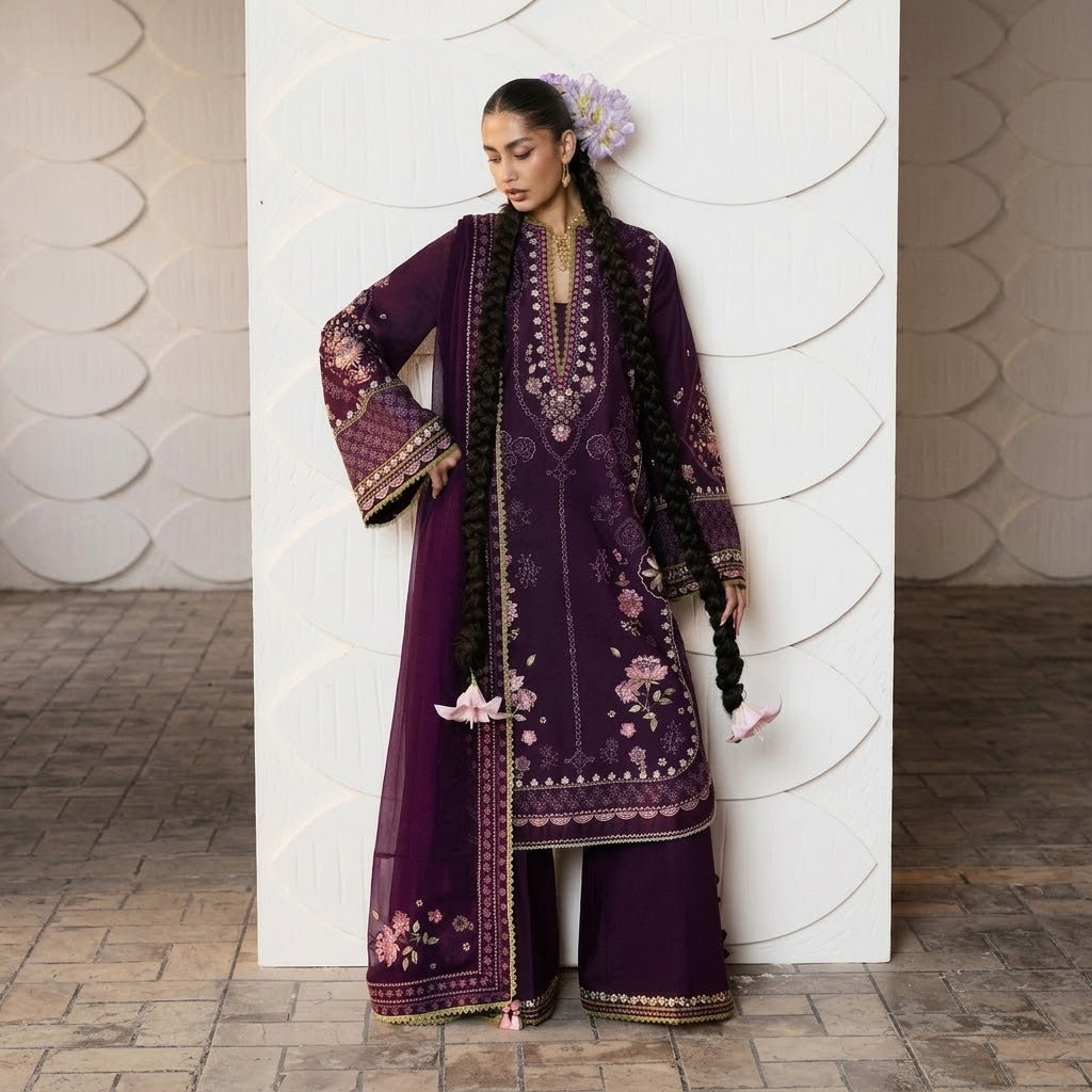 Premium Dhanak 3 Piece Embroidered Suit for Women
Dhanak Embroidered Shirt for Women’s Winter Suit
Dhanak Embroidered Sleeves for Women’s Winter Suit
Dhanak Plain Backside for Unstitched Suit
Bamber Chiffon Embroidered Dupatta for Dhanak Suit
Dhanak Plain Trouser with Patch for Women’s Suit