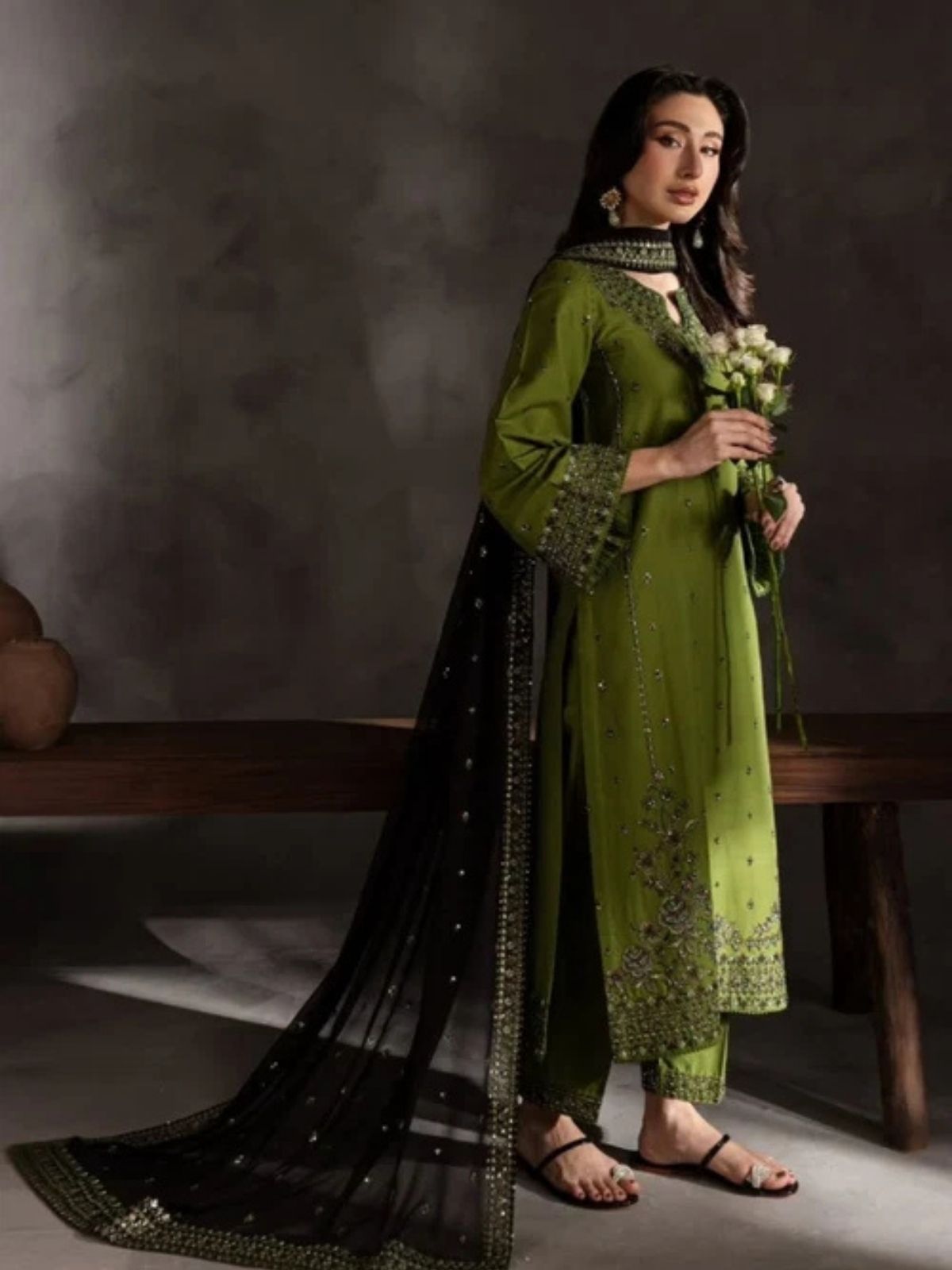 Dhanak 3pc unstitched winter collection embroidered suit