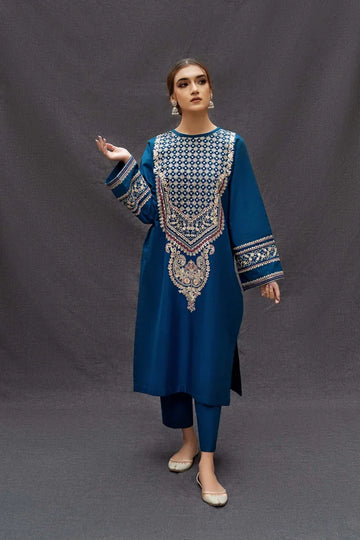 Dhanak unstitched 2pc heavy embroidered suit