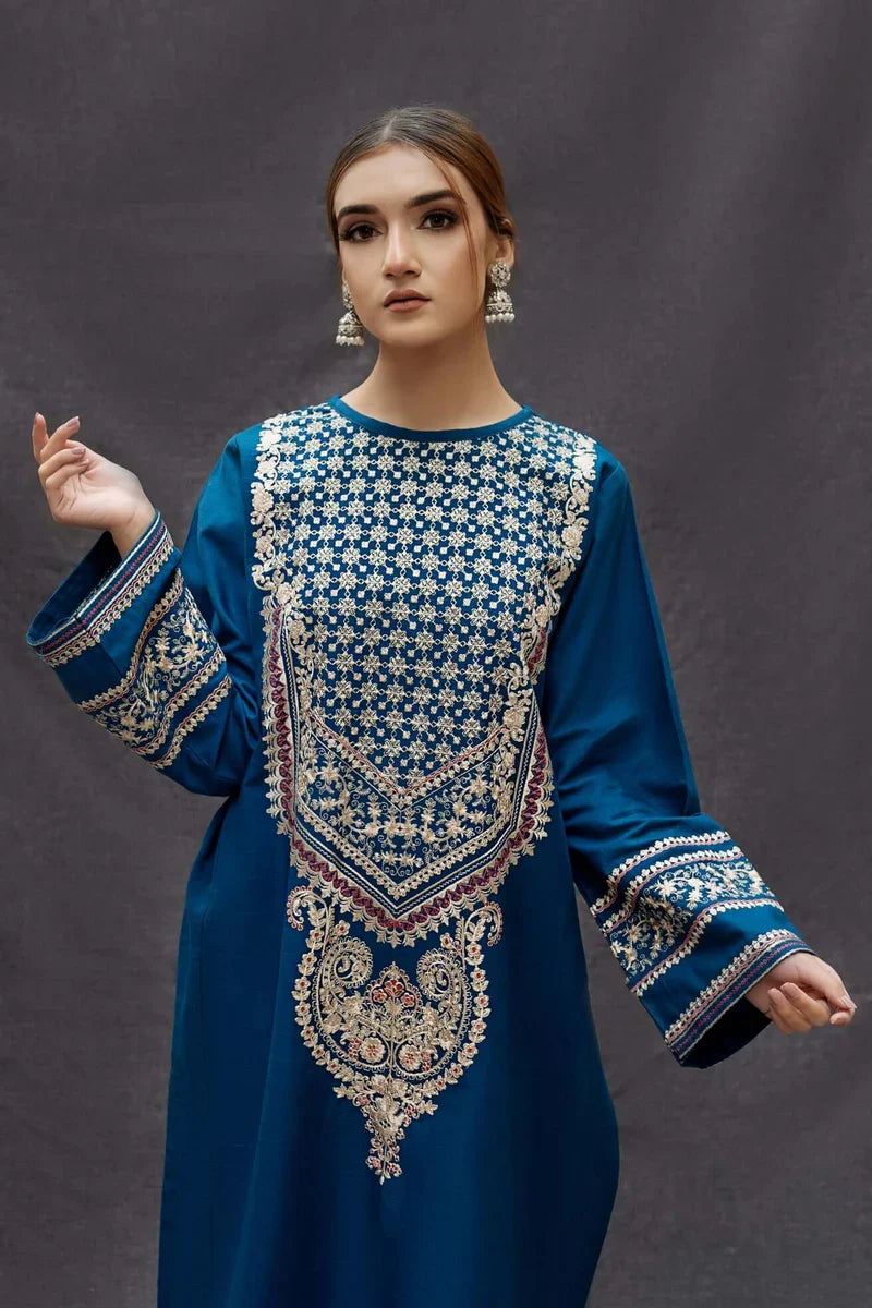 Dhanak unstitched 2pc heavy embroidered suit