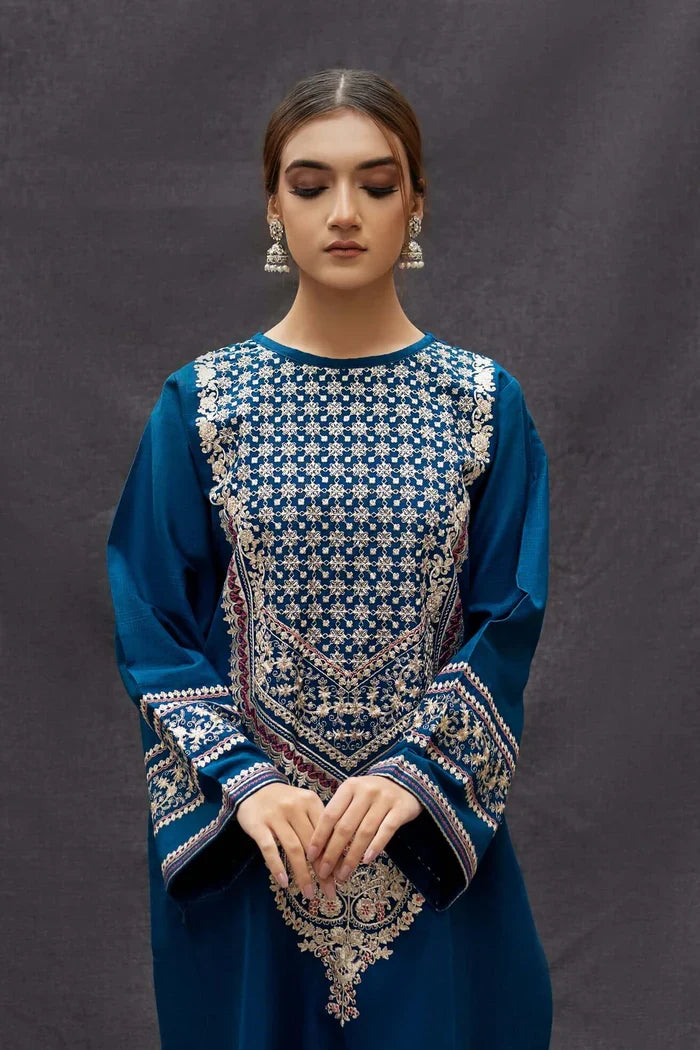 Dhanak unstitched 2pc heavy embroidered suit