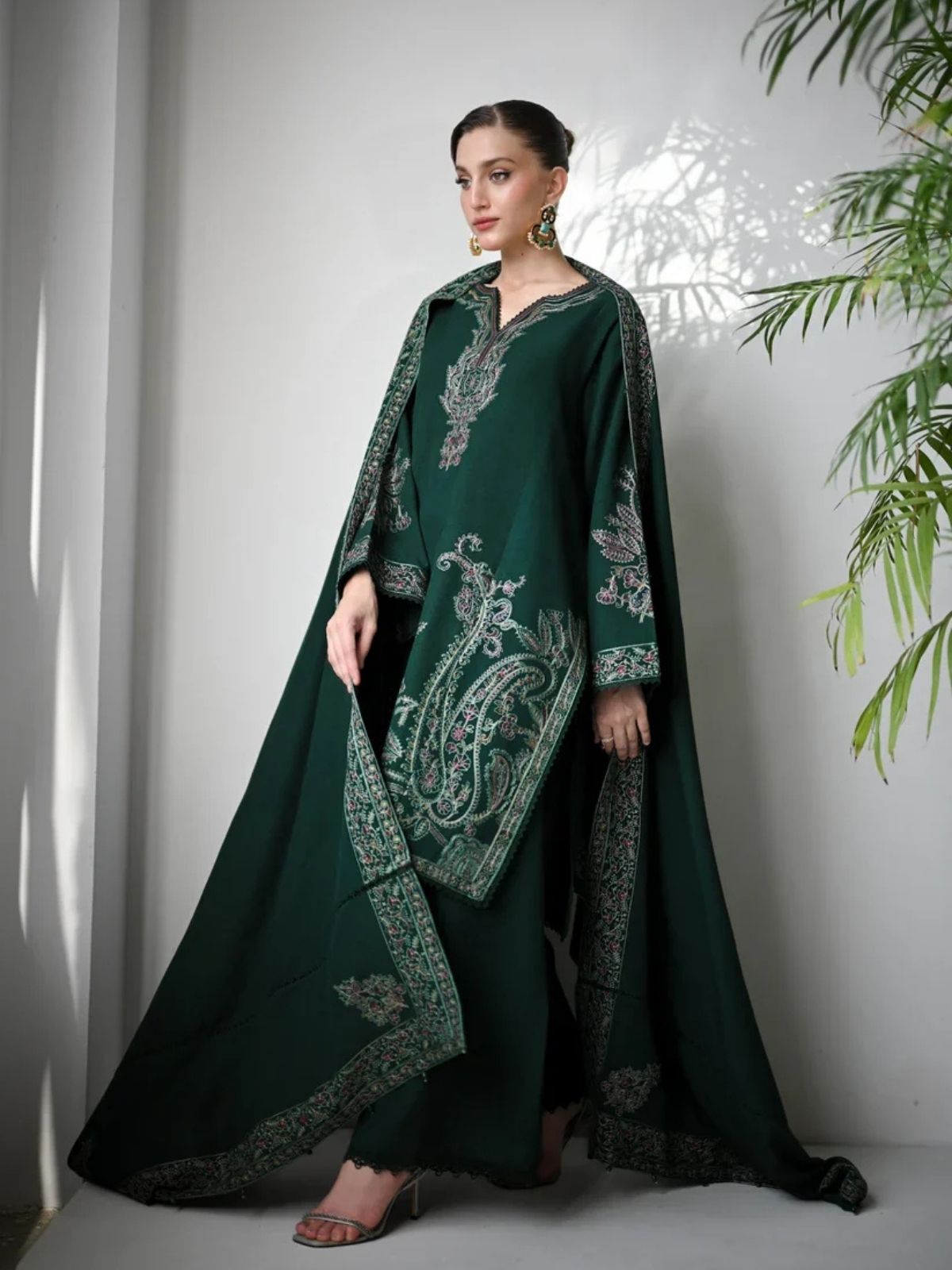 Dhanak 3pc unstitched embroidered winter collection suit