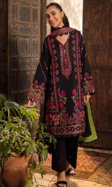 Dhanak 3pc unstitched heavy embroidered suit with heavy embroidered shawl