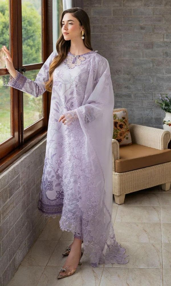 Lawn 3pc digital printed suit with embroidered dupatta