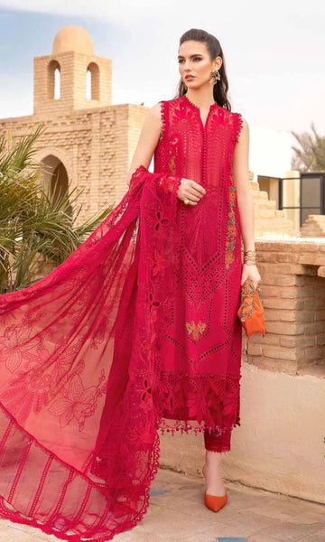 Lawn chiken kari boring fully embroidered suit with pallu patches
