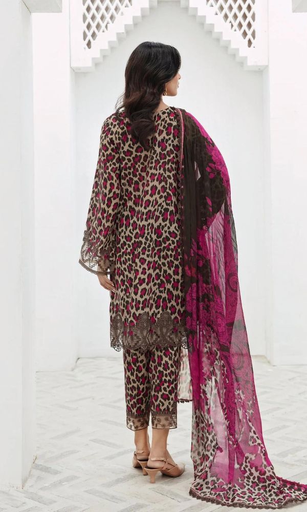 Lawn 3pc digital printed suit with patches and monar digital printed dupatta