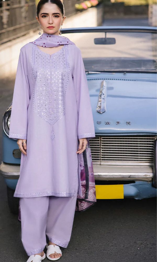Lawn 3pc unstitched embroidered suit