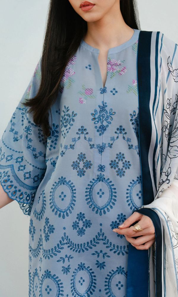 Lawn 3pc fully embroidered suit