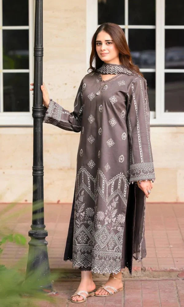 Lawn 3pc unstitched summer collection embroidered suit