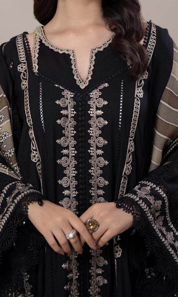 Lawn 3pc unstitched heavy embroidered suit with silk dupatta