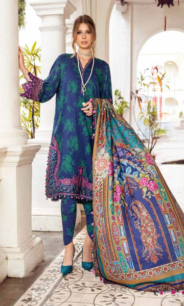 Lawn 3pc digital printed suit with monar digital printed dupatta