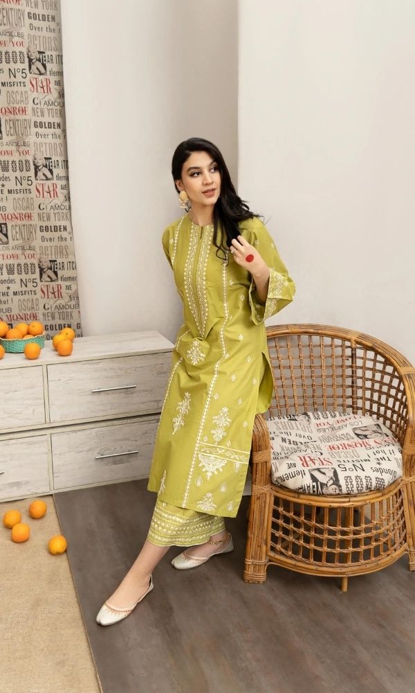 Dhanak 3pc unstitched embroidered shirt with embroidered trouser