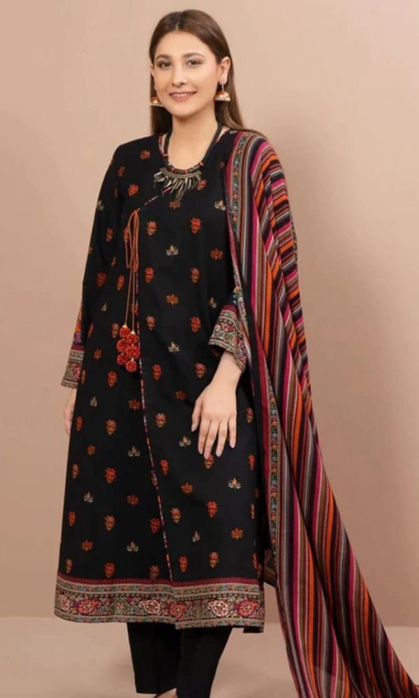 Dhanak unstitched 3pc heavy embroidery suit