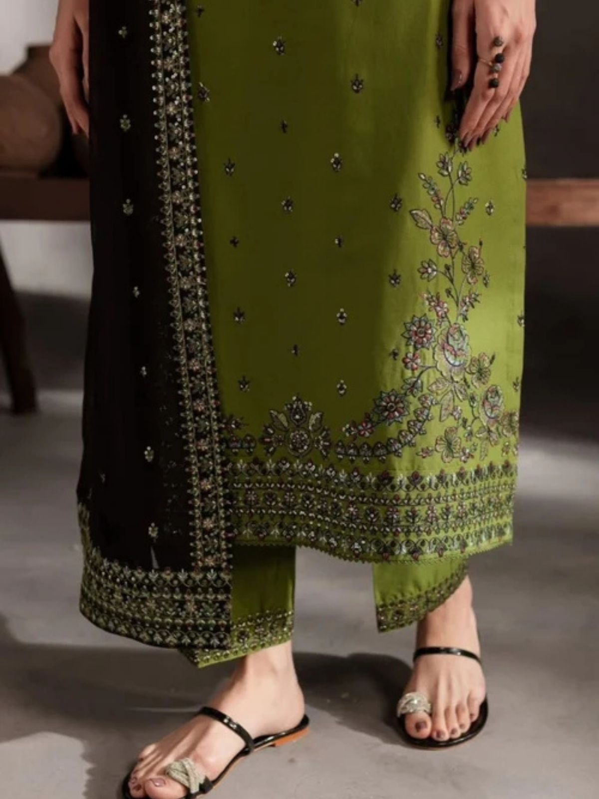 Dhanak 3pc unstitched winter collection embroidered suit