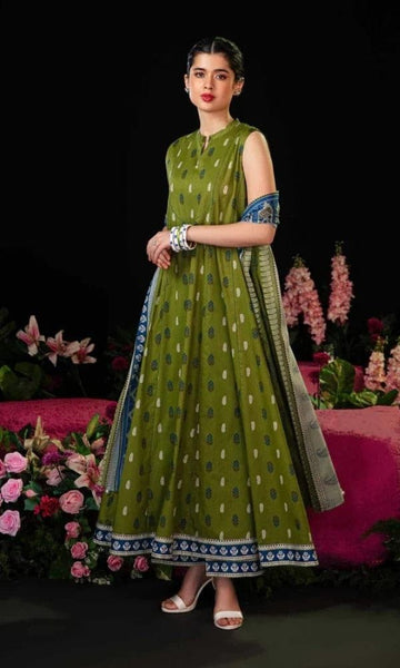 Dhanak 3pc unstitched embroidered suit with woolen shawl