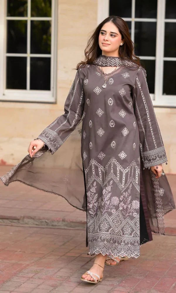 Lawn 3pc unstitched summer collection embroidered suit