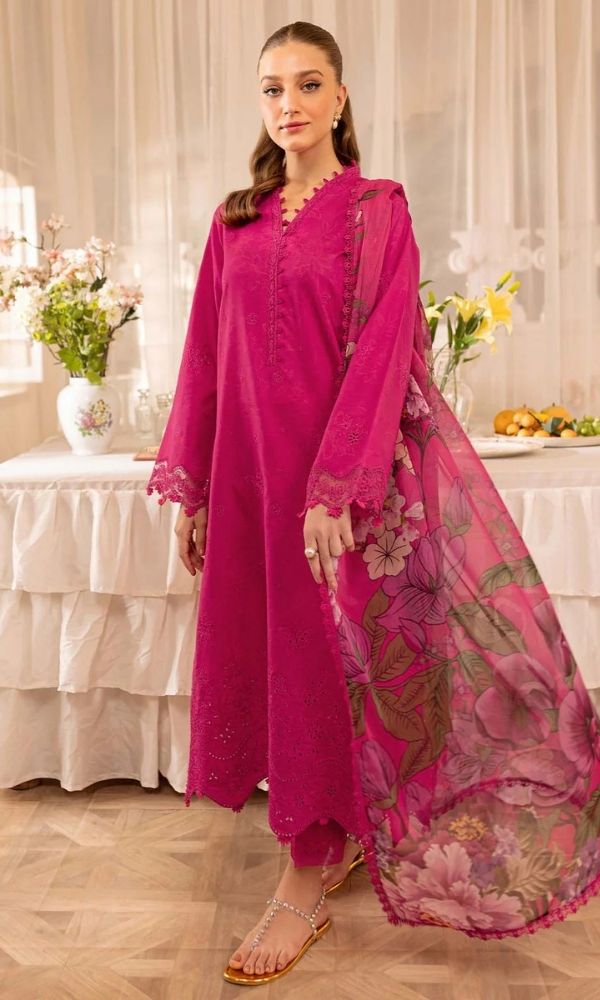 Lawn 3pc unstitched embroidered summer collection suit