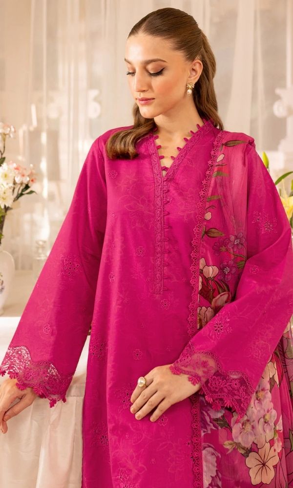 Lawn 3pc unstitched embroidered summer collection suit