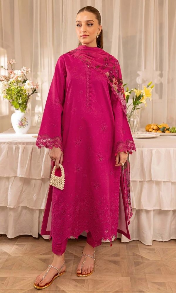 Lawn 3pc unstitched embroidered summer collection suit
