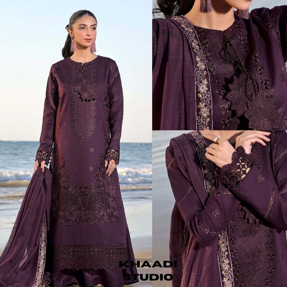 Lawn fully sequence chikankari embroidered suit with lawn sequence embroidered dupatta