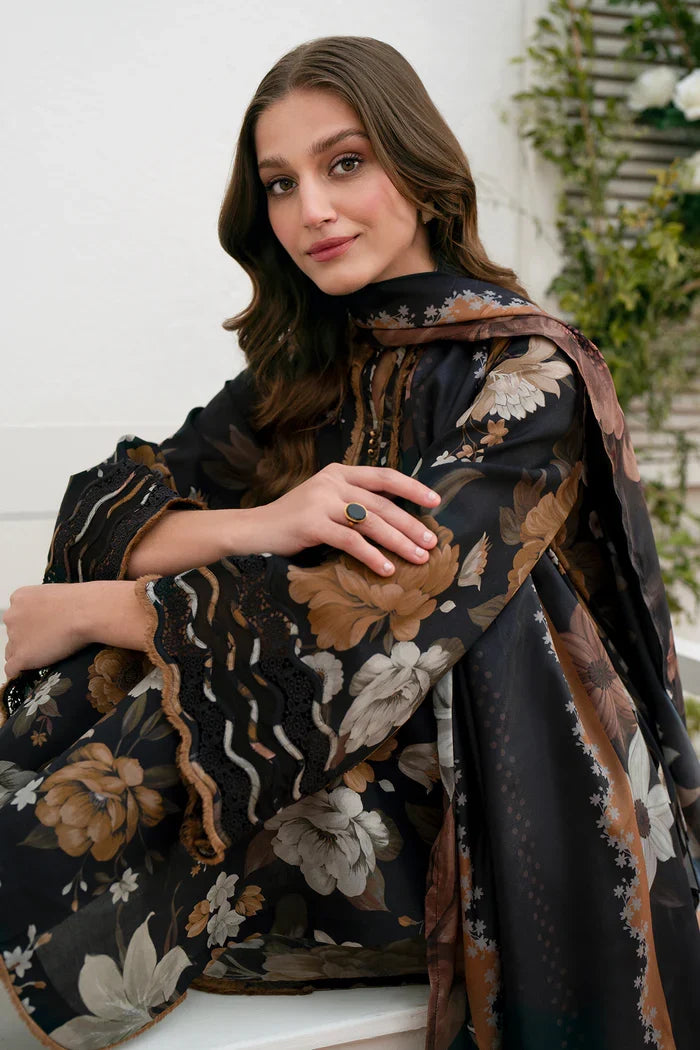 Khaddar 3pc unstitched digital printed suit with patches