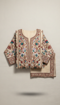 Wheat Silk classic embroidered kameez and dupatta set