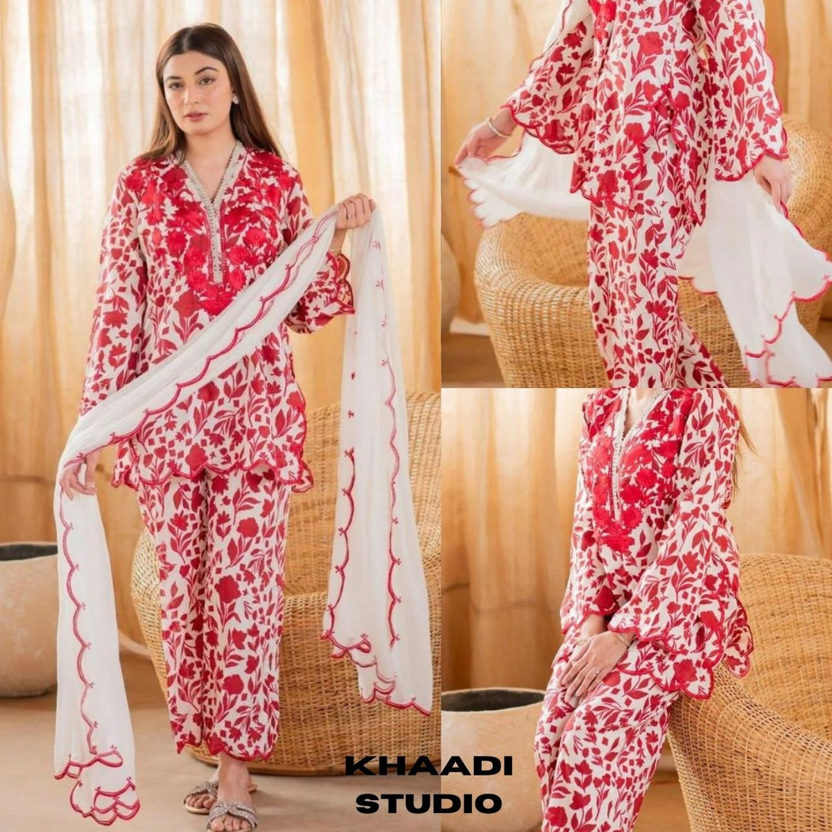 Lawn 3pc digital printed suit with bamber chiffon embroidered dupatta