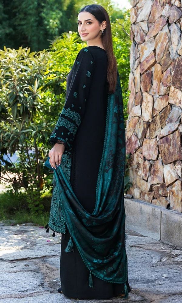 Dhanak 3pc unastitched embroiered suit woth twill digital printed shawl