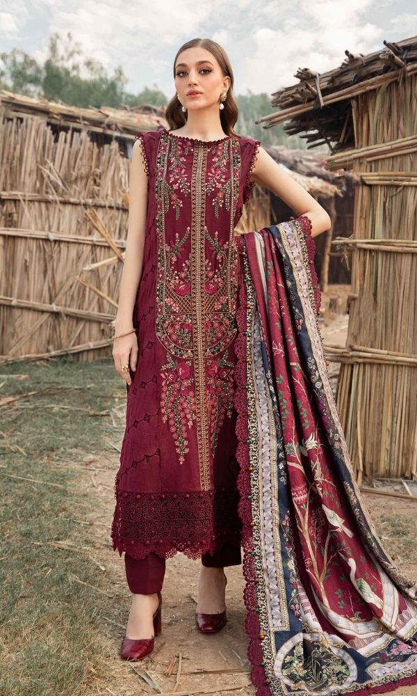 Dhanak 3pc unstitched heavy embroidered suit