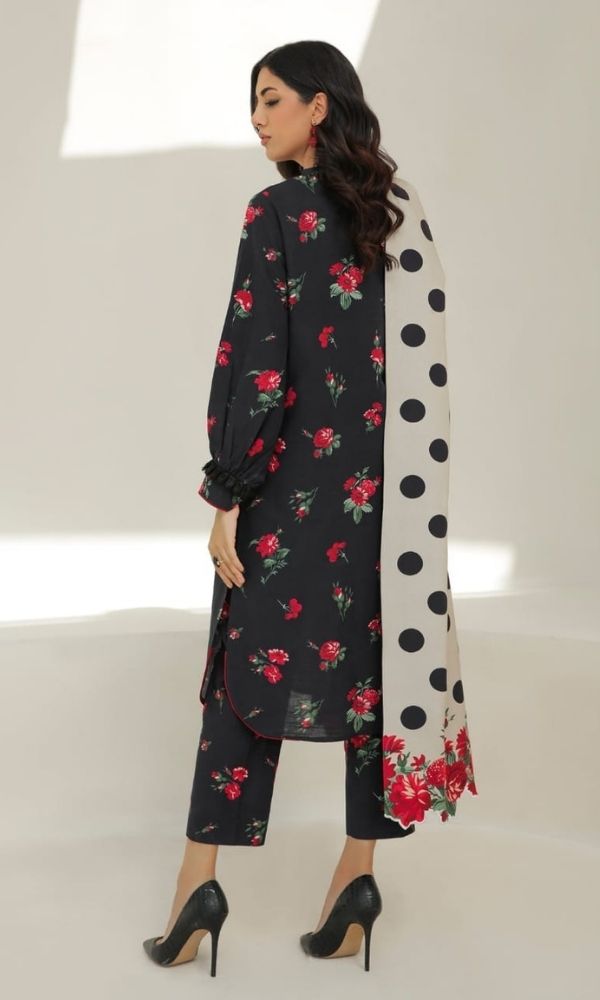 Baroque Unstitched 3pc digital printed suit with same printed shawl