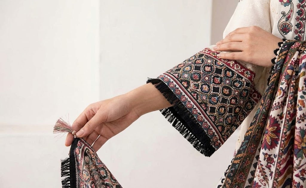 Premium Dhanak 3 Piece Embroidered Suit with Digital Printed Poly Wool Shawl WS-52