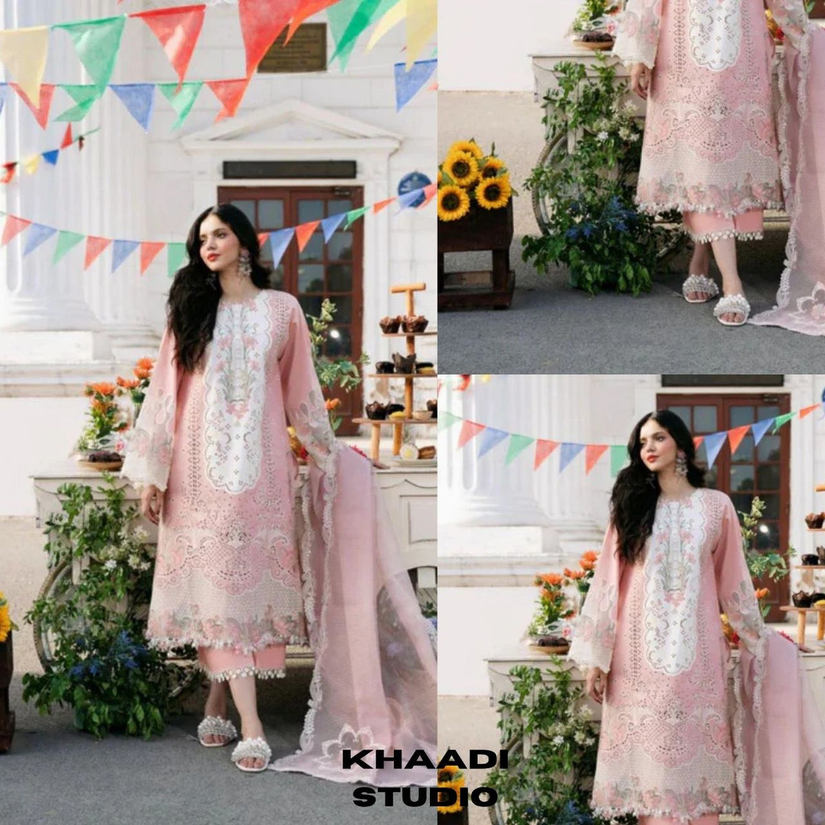 Lawn 3pc unstitched heavy chikenkari embroidered suit