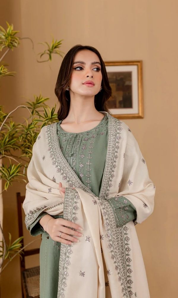 Dhanak 3pc unstitched embroidered suit