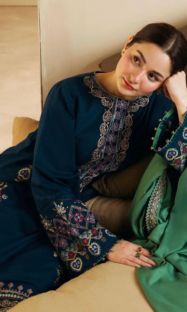 Dhanak 3pc unstitched heavy embroidered suit