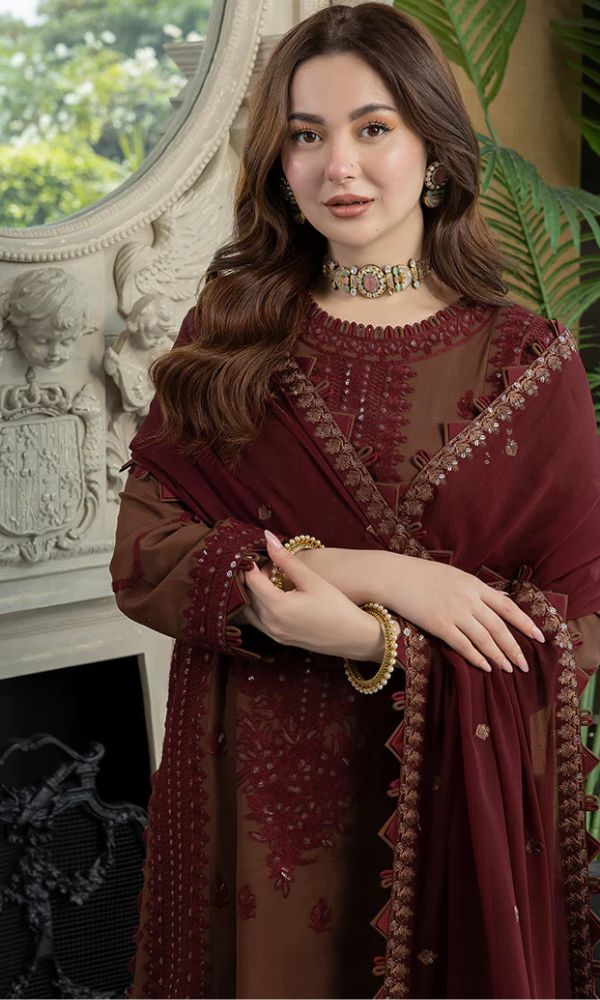 Dhanak 3pc unstitched sequence heavy embroidered suit