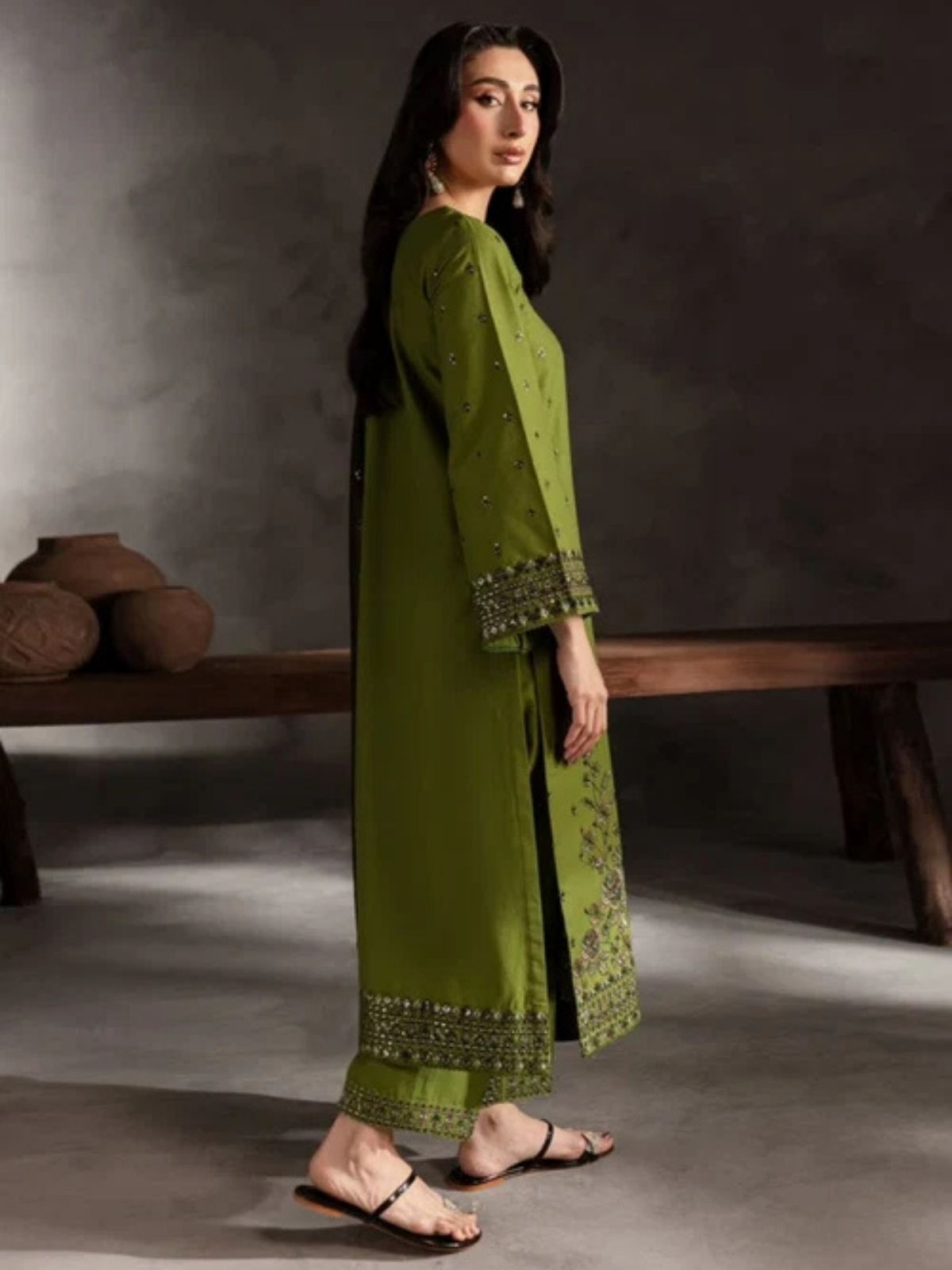 Dhanak 3pc unstitched winter collection embroidered suit