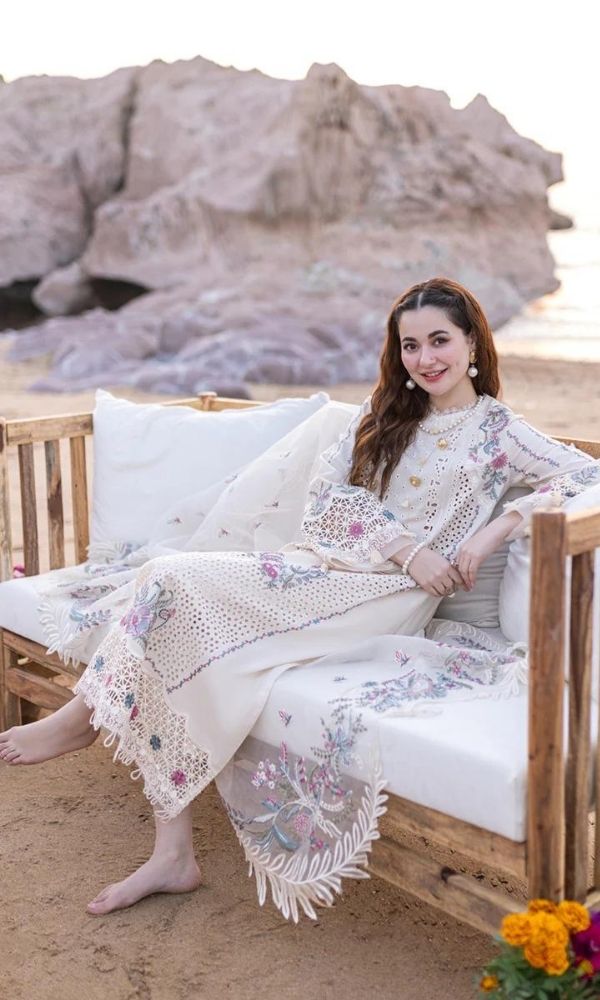 Dhanak 3pc unstitched heavy embroidered suit with patches and motifs and khaadi jacquard dupatta