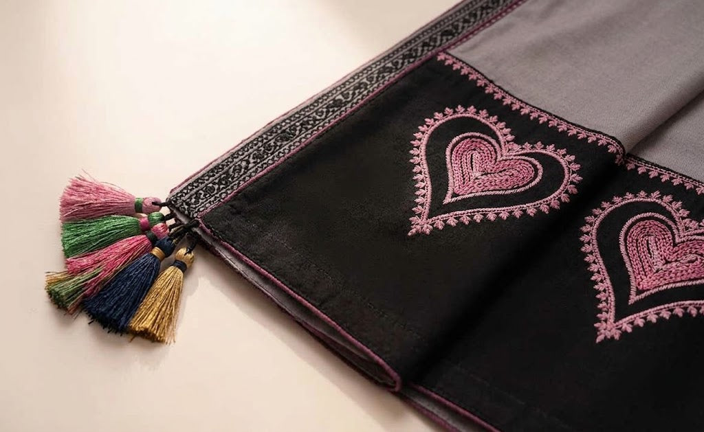 Premium Dhanak 3 Piece Embroidered Suit with Pallu Patch Shawl WS-53