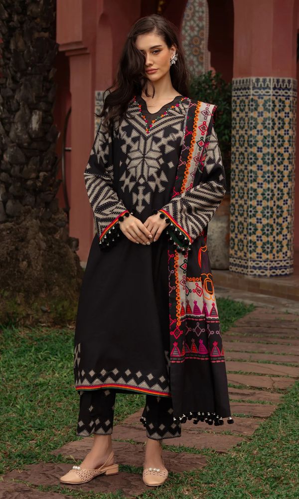 Khaddar 3pc unstitched digital printed winter suit